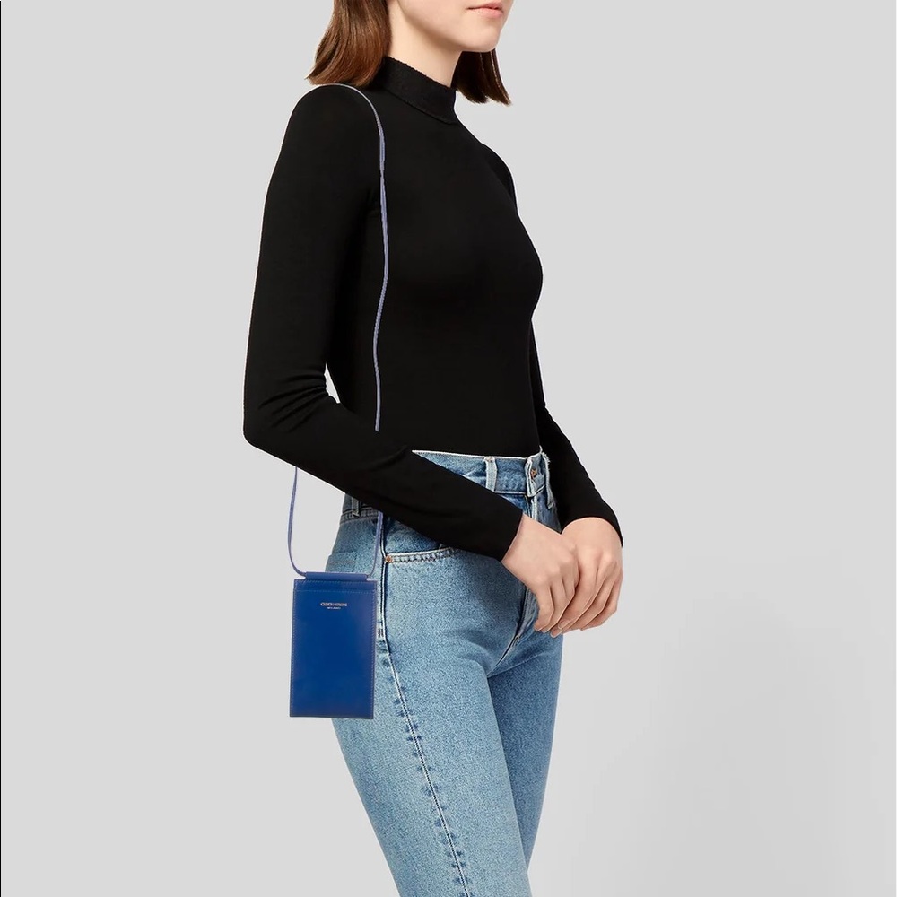 Giorgio Armani Blue Leather Crossbody Phone Pouch